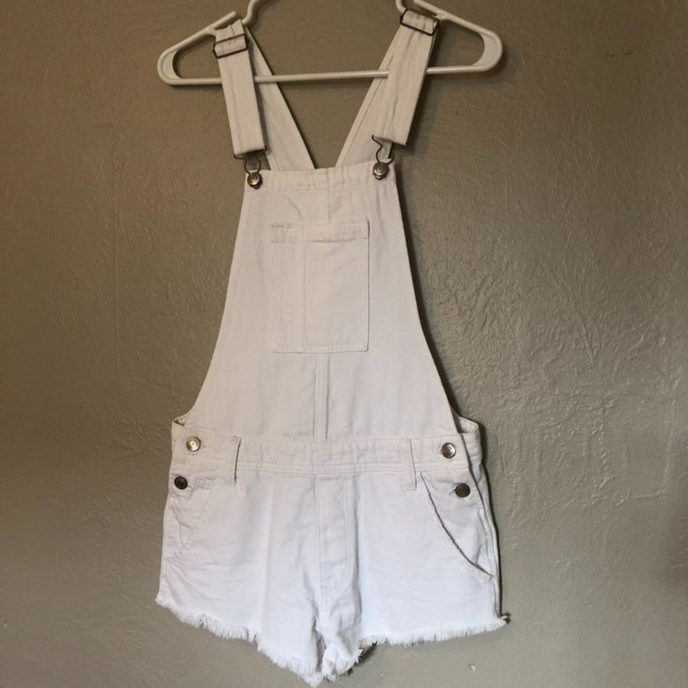 American Eagle White Overall Shorts